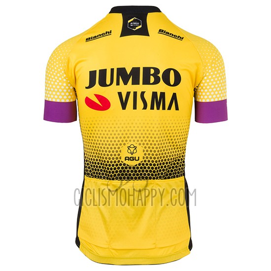 Jumbo Visma Cycling Jersey Bib Short 2019 Short Sleeve Yellow Black